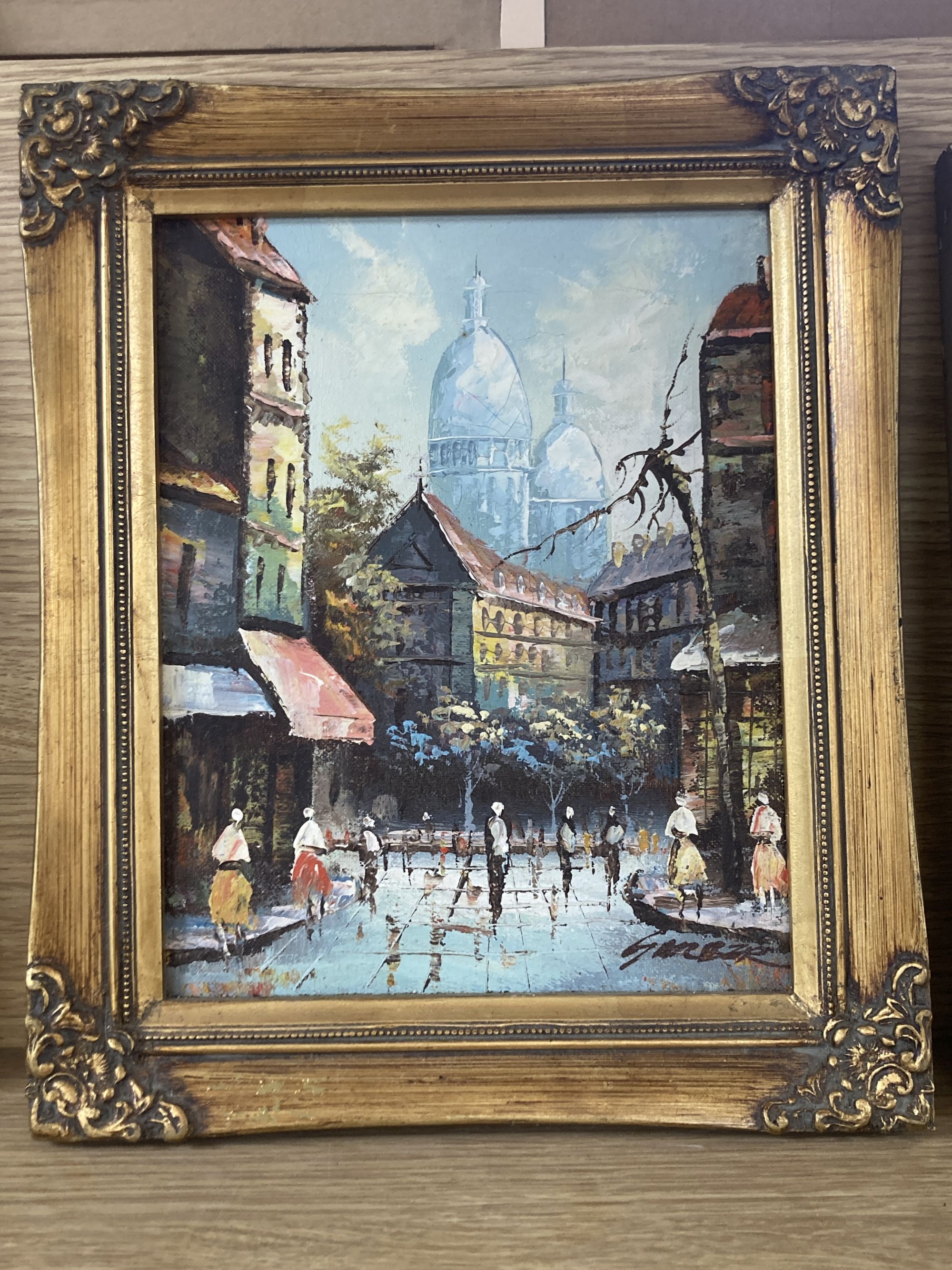 French School, oil on canvas, View of the Sacre Coeur, signed Garber, 24 x 19cm